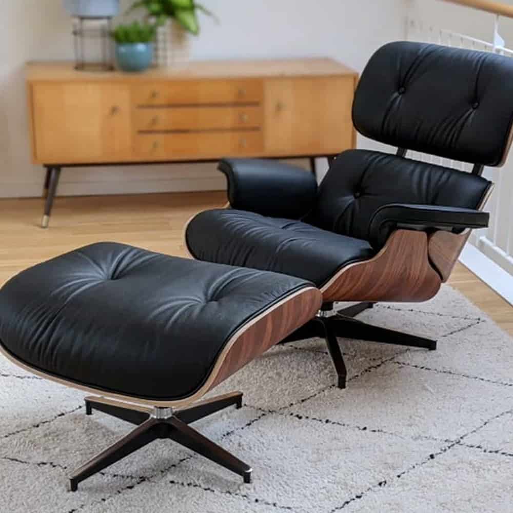 Outlet Lounge Chair Zwart Palissander XL en Ottoman