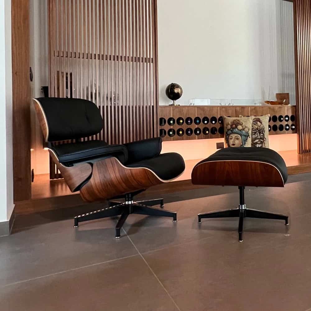 Outlet Lounge Chair Zwart Palissander XL en Ottoman