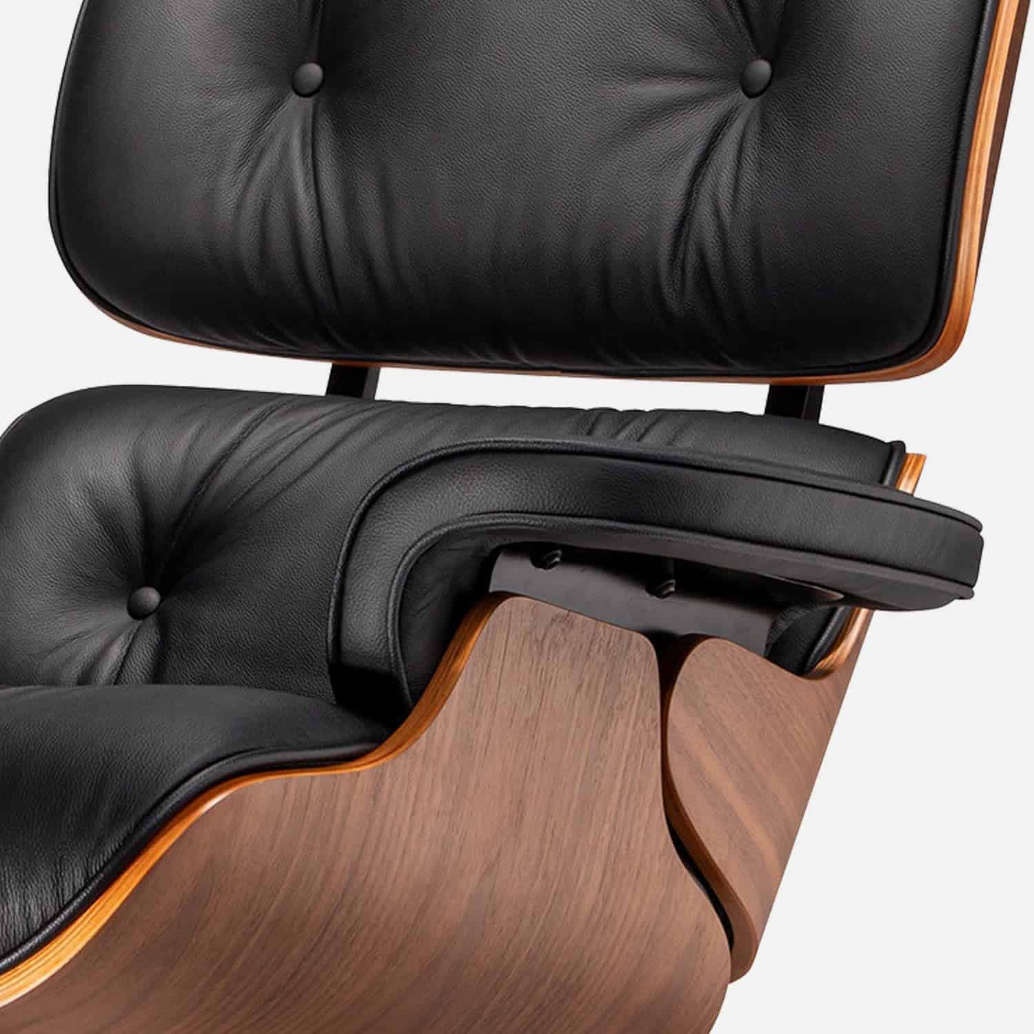 Outlet Lounge Chair Zwart Walnoot XL en Ottoman