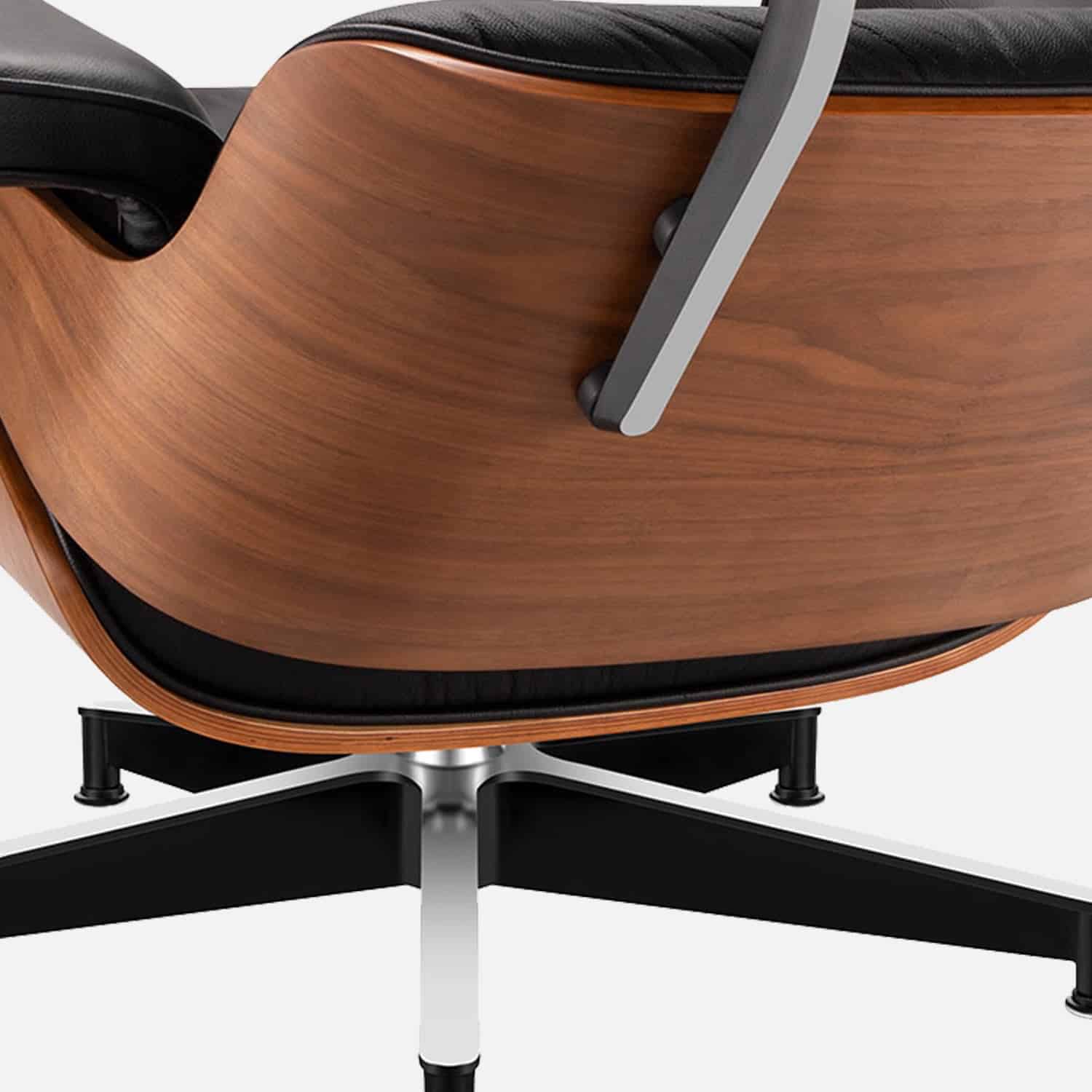 Outlet Lounge Chair Zwart Walnoot XL en Ottoman