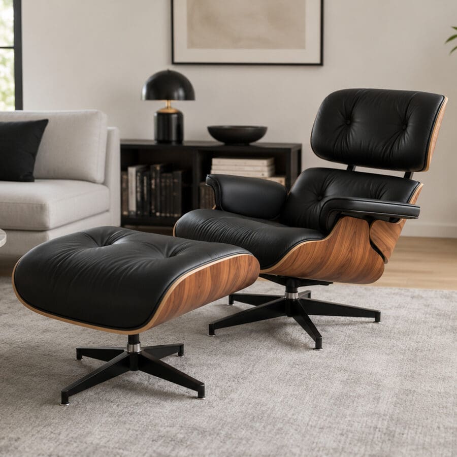 Outlet Lounge Chair Zwart Palissander XL en Ottoman