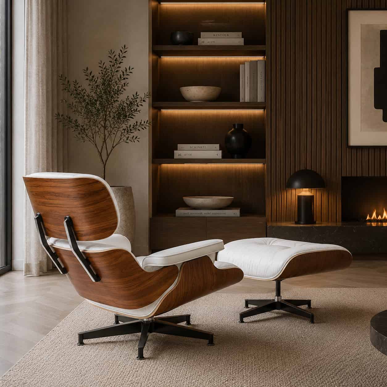 Outlet Lounge Chair Wit Palissander XL en Ottoman