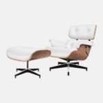 Lounge Chair Wit Walnoot XL en Ottoman