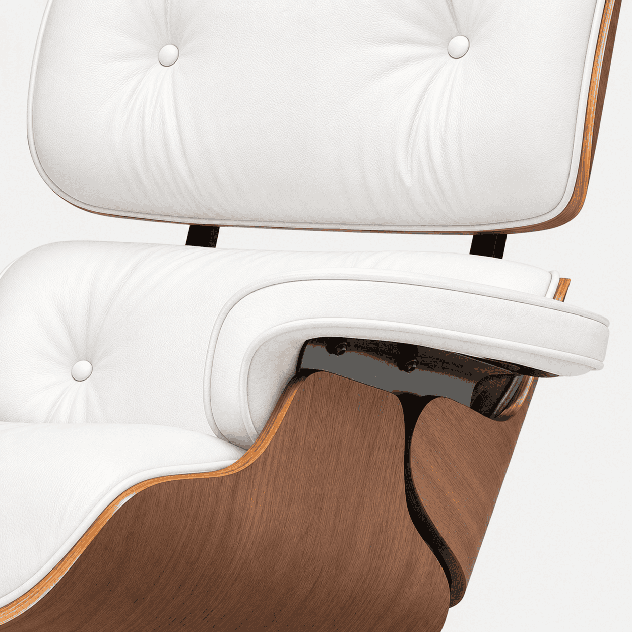 Lounge Chair Wit Walnoot XL en Ottoman