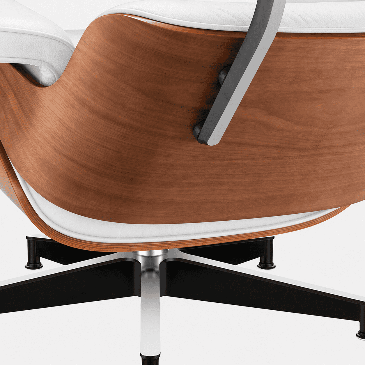 Lounge Chair Wit Walnoot XL en Ottoman