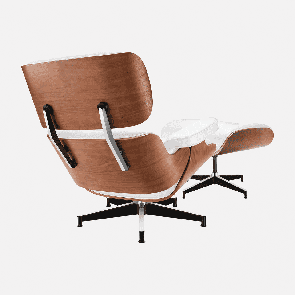 Lounge Chair Wit Walnoot XL en Ottoman